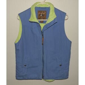 Roper Range Gear Women's Medium Zip Canvas Fleece Lined Vest Blue Neon Green